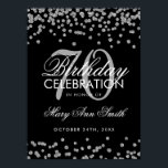 Silver 70th Birthday Glitter Confetti Black Poster<br><div class="desc">Elegant 70e verjaardag Silver Black Faux Glitter Confetti banner sjabloon.</div>