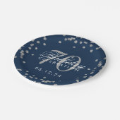 Silver 70th Birthday Glitter Confetti Navy Blue Papieren Bordje (Gekanteld)
