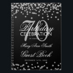 Silver 70th Birthday Guest Book Confetti Black Notitieboek<br><div class="desc">Elegant 70th Birthday Party Silver Glitter Confetti op zwarte sjabloon. Eenvoudig te gebruiken en eenvoudig aan te passen. Bestel vandaag nog!</div>