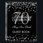 Silver 70th Birthday Guestbook Confetti Black Notitieboek<br><div class="desc">Een elegante 70th Birthday Party Guest Book sjabloon met Silver Glitter Confetti op zwart ontwerp en eenvoudig aan te passen tekst.</div>