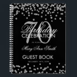 Silver 70th Birthday Guestbook Confetti Black Notitieboek<br><div class="desc">Een elegante 70th Birthday Party Guest Book sjabloon met Silver Glitter Confetti op zwart ontwerp en eenvoudig aan te passen tekst.</div>