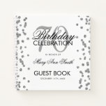 Silver 70th Birthday Guestbook Confetti White Notitieboek<br><div class="desc">Een elegante 70th Birthday Party Guest Book sjabloon met Silver Glitter Confetti op White design en eenvoudig aan te passen tekst.</div>