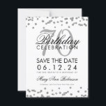 Silver 70th Birthday Save Date Confetti Save The Date<br><div class="desc">Elegant ontwerp "70th Birthday Party" met Silver Faux Glitter Confetti White en aangepaste naam en tekst met details. Eenvoudig te gebruiken en eenvoudig aan te passen. Bestel vandaag nog!</div>