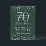 Silver 70th Birthday Save Datum Confetti Groen Kaart<br><div class="desc">Elegant "70th Birthday Party" ontwerp met faux glitter confetti en details tekst. Makkelijk te gebruiken en makkelijk te personaliseren. Bestel vandaag nog!</div>