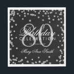 Silver 80th Birthday Glitter Confetti Black Servet<br><div class="desc">Elegant & Modern 80e Verjaardag Zilver Faux Glitter Confetti Zwart ontwerp.</div>