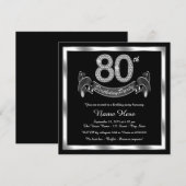 Silver 80th Birthday Party Kaart (Voorkant / Achterkant)