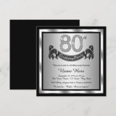 Silver 80th Birthday Party Kaart (Voorkant / Achterkant)