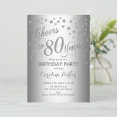 Silver 80th Birthday Party Kaart (Staand voorkant)