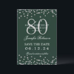 Silver 80th Birthday Party Save Datum Details Groe Kaart<br><div class="desc">Elegant "70th Birthday Party" ontwerp met faux glitter confetti & details tekst. Makkelijk te gebruiken en makkelijk te personaliseren. Bestel vandaag nog!</div>