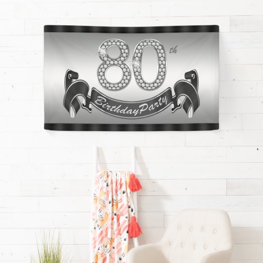 Silver 80th Birthday Party Spandoek (Insitu)