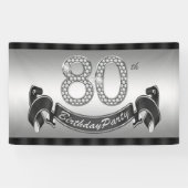 Silver 80th Birthday Party Spandoek (Horizontaal)