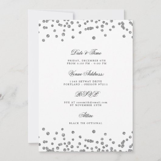 Silver 80th Birthday Save Date Details Kaart (Achterkant)