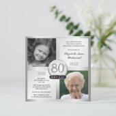 Silver 80th Birthday-uitnodigingen en foto's Kaart (Staand voorkant)