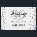 Silver 90th Birthday Glitter Confetti Gastenboek<br><div class="desc">Elegant 90th Birthday Party Silver Glitter Confetti sjabloon.</div>