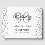 Silver 90th Birthday Glitter Confetti Gastenboek<br><div class="desc">Elegante 90e verjaardagsfeestje Silver Glitter Confetti sjabloon.</div>