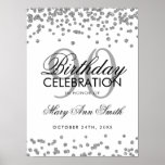 Silver 90th Birthday Glitter Confetti Poster<br><div class="desc">Elegant 90e verjaardag Silver Faux Glitter Confetti banner sjabloon.</div>