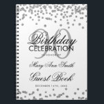Silver 90th Birthday Guest Book Confetti Notitieboek<br><div class="desc">Elegant 90th Birthday Party Silver Glitter Confetti sjabloon. Eenvoudig te gebruiken en eenvoudig aan te passen. Bestel vandaag nog!</div>
