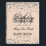 Silver 90th Birthday Guestbook Confetti Blush Pink Notitieboek<br><div class="desc">Een elegante 90th Birthday Party Guest Book sjabloon met Silver Glitter Confetti op Blush Pink design en eenvoudig aan te passen tekst.</div>