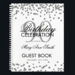 Silver 90th Birthday Guestbook Confetti Notitieboek<br><div class="desc">Een elegante 90th Birthday Party Guest Book-sjabloon met een zilver Glitter Confetti-ontwerp en eenvoudig aan te passen tekst.</div>
