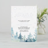 Silver A Little Snowflake Winter Trees Baby shower Folie Uitnodiging (Staand Voorkant)
