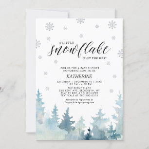 Silver A Little Snowflake Winter Trees Baby shower Kaart