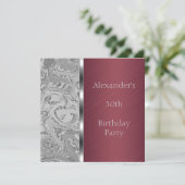 Silver Abstract en Burgundy Birthday Event Kaart (Staand voorkant)