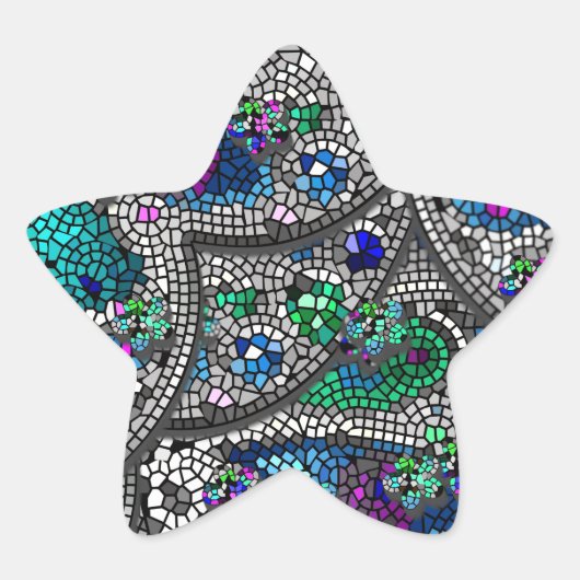 Silver Accent Mosaic Art Ster Sticker (Voorkant)