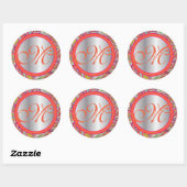 Silver Accents Paisley Tangerine Hot Pink Ronde Sticker (Vel)