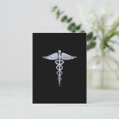 Silver-achtige medische symbolen van Caduceus op h Briefkaart (Staand voorkant)