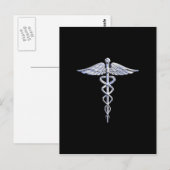 Silver-achtige medische symbolen van Caduceus op h Briefkaart (Voorkant / Achterkant)