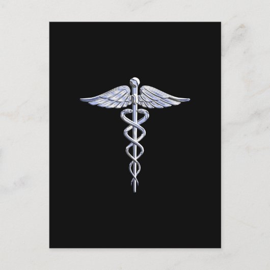 Silver-achtige medische symbolen van Caduceus op h Briefkaart (Voorkant)
