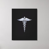 Silver-achtige medische symbolen van Caduceus op h Canvas Afdruk (Voorkant)