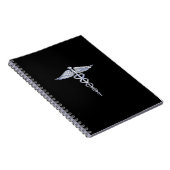 Silver-achtige medische symbolen van Caduceus op h Notitieboek (Rechterzijde)