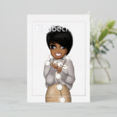 Silver African American Kerstdag Folie Uitnodiging (Staand Voorkant)