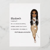 Silver African American Kerstdag Folie Uitnodiging (Achterkant)