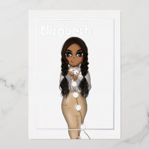 Silver African American Kerstmis Birthday Folie in Folie Uitnodiging