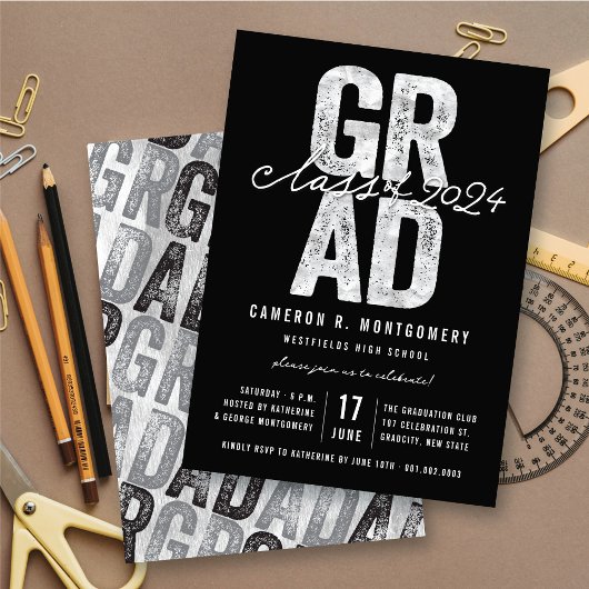 Silver AFSTUDEERDER Class of 2025 Stijlvol afstude Kaart