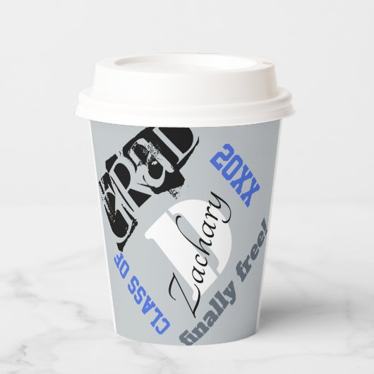 Silver Afstudeerder Class of NAME Papieren Bekers (Voorkant)