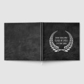 Silver Afstuderen Laurel op zwart leder Gastenboek (Volledig)