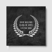 Silver Afstuderen Laurel op zwart leder Gastenboek (Voorkant)