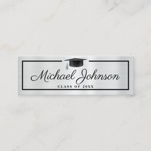 Silver Afstuderen Networking Elegante Contact Kaar Contactkaartje (Voorkant)