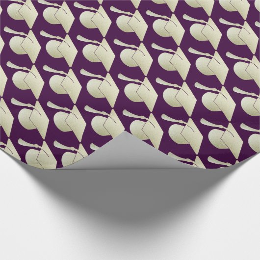 Silver Afstuderen Pet Patroon Paars Cadeaupapier (Hoek)
