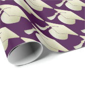 Silver Afstuderen Pet Patroon Paars Cadeaupapier (Rol Hoek)