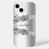 Silver Agaat marmer naam script Case-Mate iPhone Case (Achterkant)
