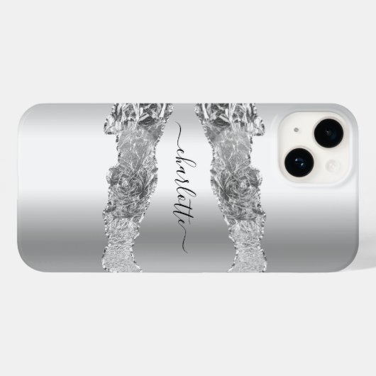 Silver Agaat marmer naam script Case-Mate iPhone Case (Achterkant (horizontaal))