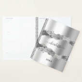 Silver agate marble name script elegant 2023 planner (Display)