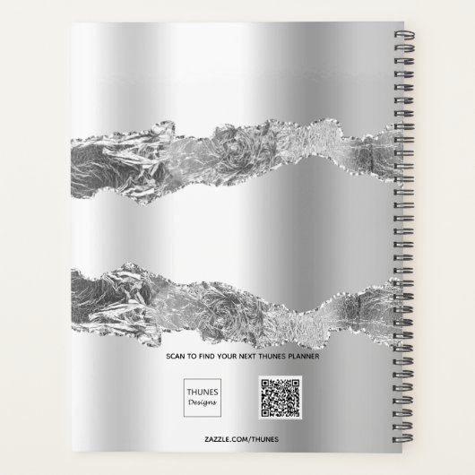 Silver agate marble name script elegant 2023 planner (Achterkant)