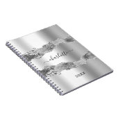 Silver agate marble name script elegant notitieboek (Rechterzijde)