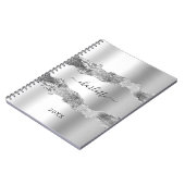 Silver agate marble name script elegant notitieboek (Linkerzijde)