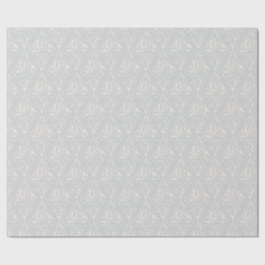 Silver Aged Damask Patroon Cadeaupapier (Vlak)